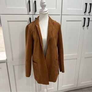 Premise Women's Brown faux Suede open front Blazer size M